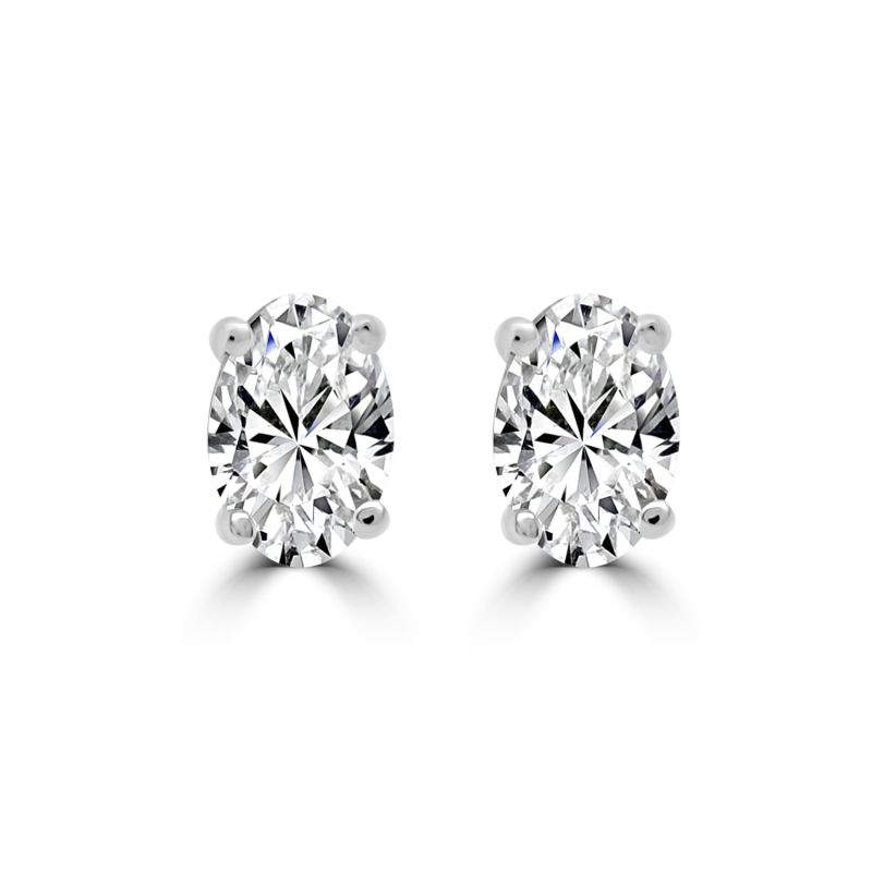 18ct White Gold Oval Cut Lab Grown Diamond Earrings 1.09ct