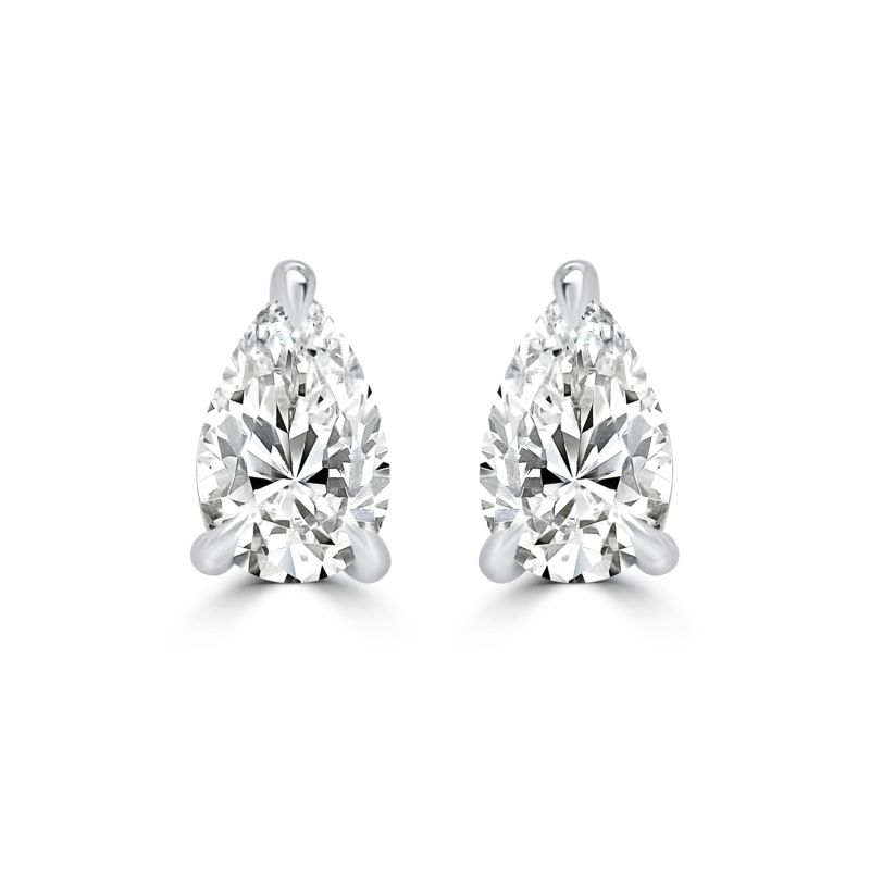 18ct White Gold Pear Cut Lab Grown Diamond Earrings 1.02ct