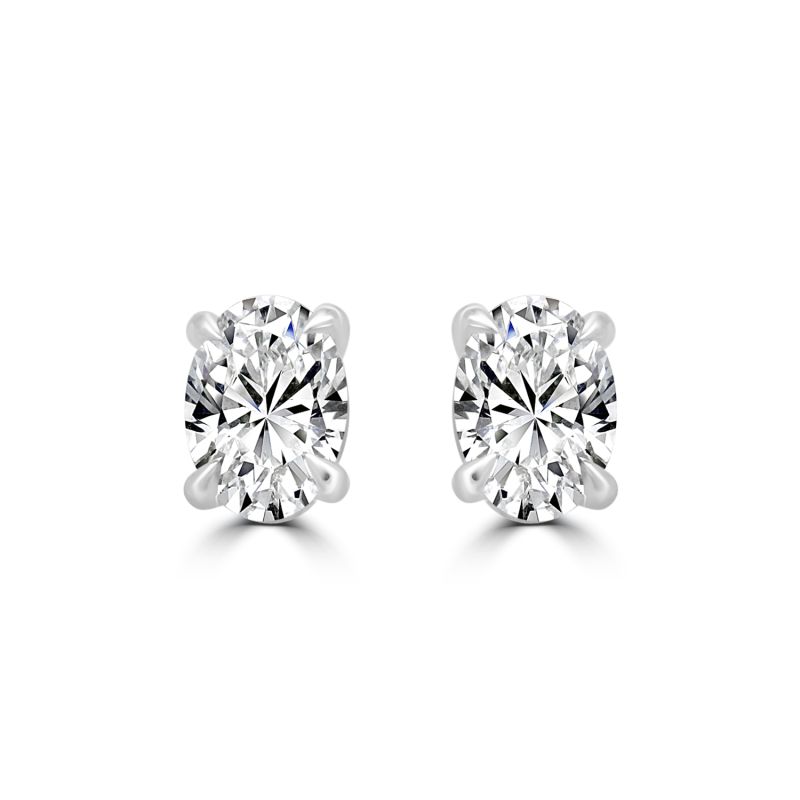 18ct White Gold Oval Cut Lab Grown Diamond Earrings 1.02ct