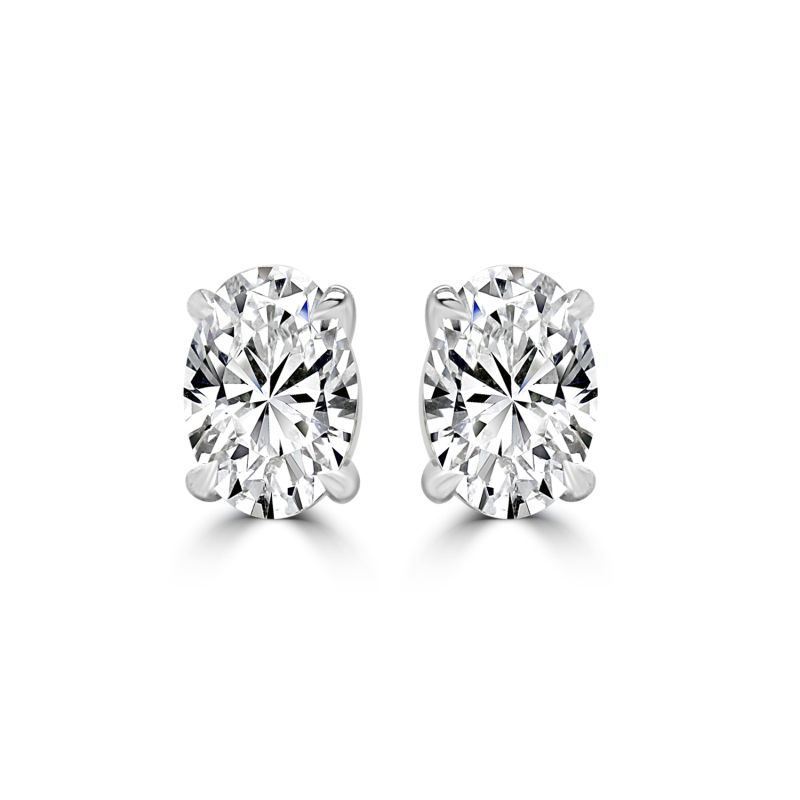 18ct White Gold Oval Cut Lab Grown Diamond Earrings 1.41ct
