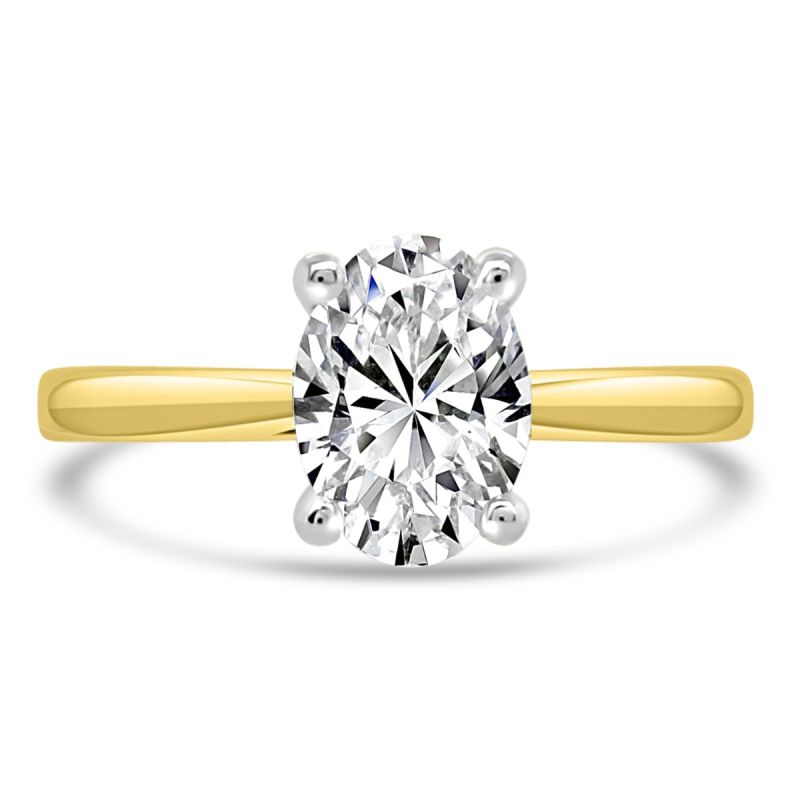 18ct Yellow Gold Oval Cut Lab Diamond Engagement Ring 1.22ct