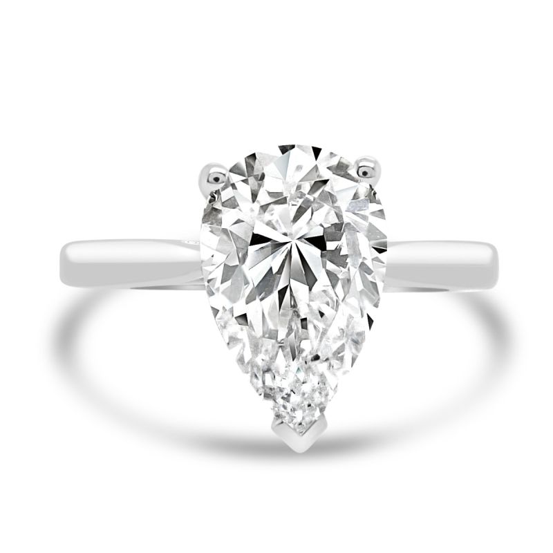 Platinum Pear Cut Lab Grown Diamond Engagement Ring  2.00ct