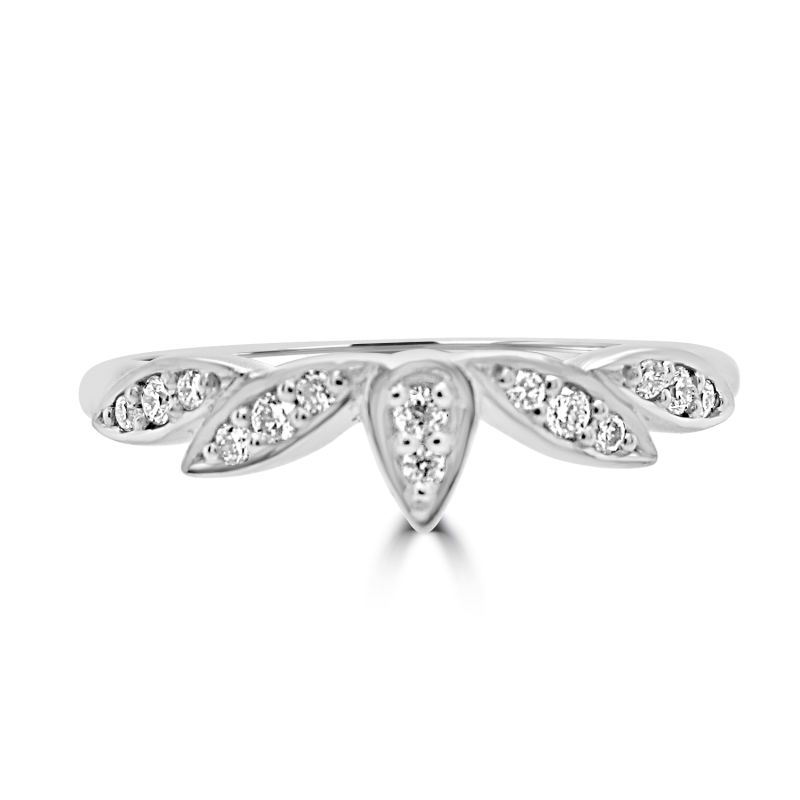 Platinum Brilliant Cut Diamond Tiara Style Wedding Ring 0.10ct