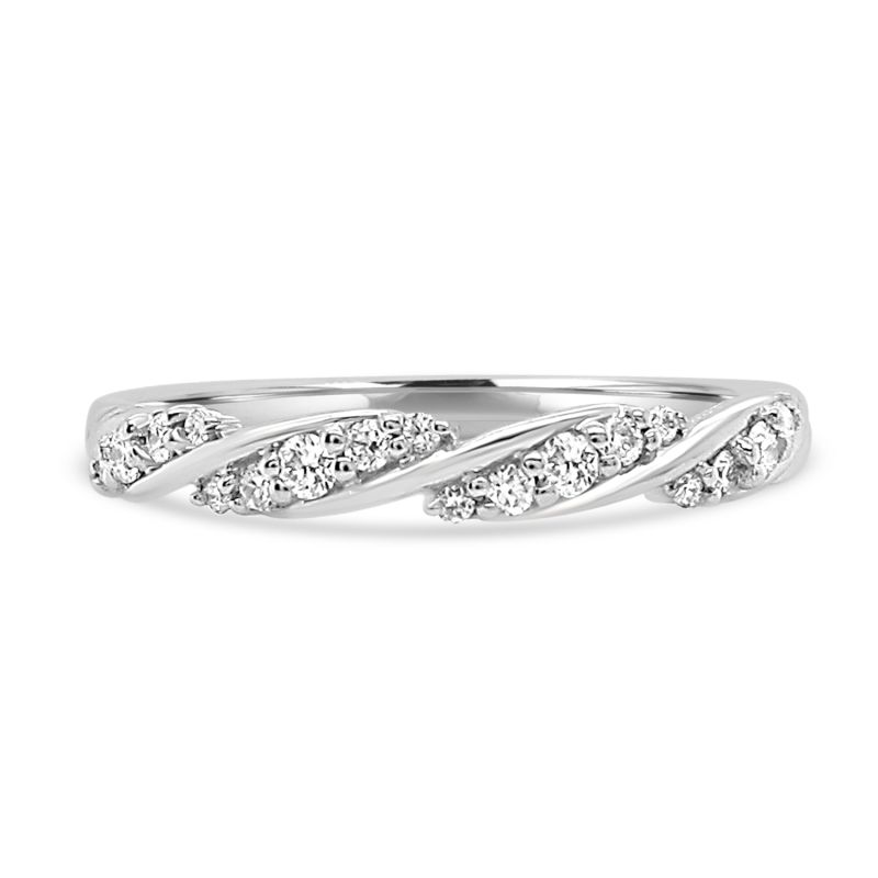 Platinum Brilliant Cut Diamond Twist Wedding Ring 0.15ct