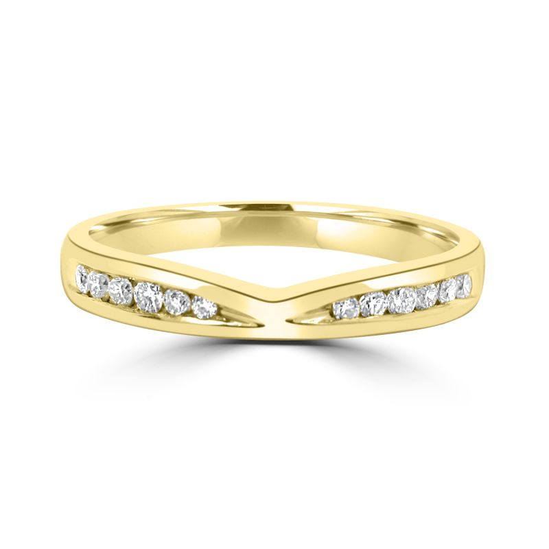 18ct Yellow Gold Brilliant Cut Diamond Shaped Wedding Band 0.16