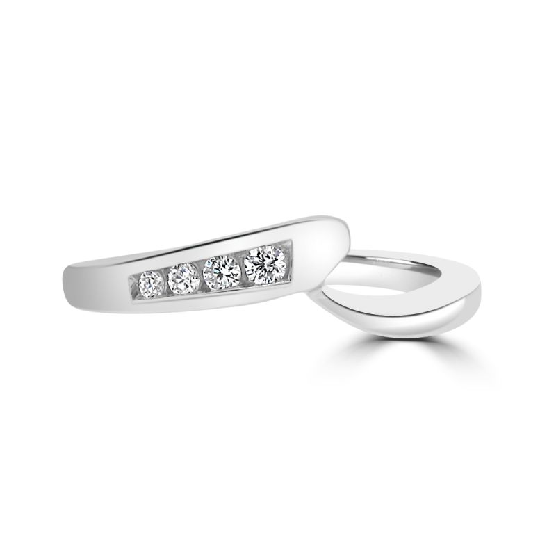 Platinum Shaped Diamond Wedding Ring 0.07ct