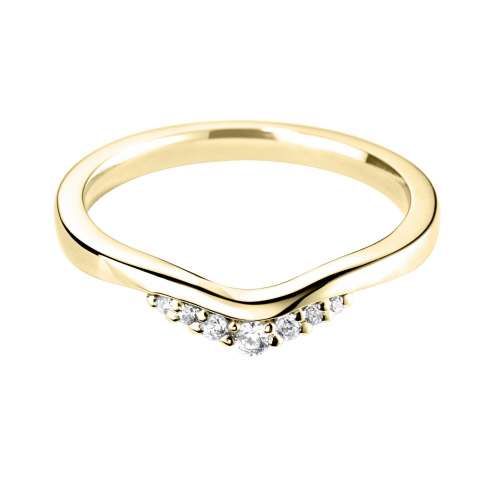 18ct Yellow Gold Brilliant Cut Diamond Shaped Wedding Ring 0.09