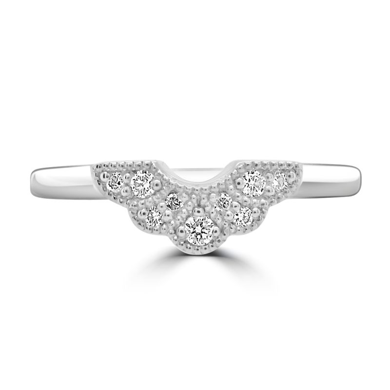 Platinum Brilliant Cut Diamond Fan Shaped Wedding Ring 0.08ct