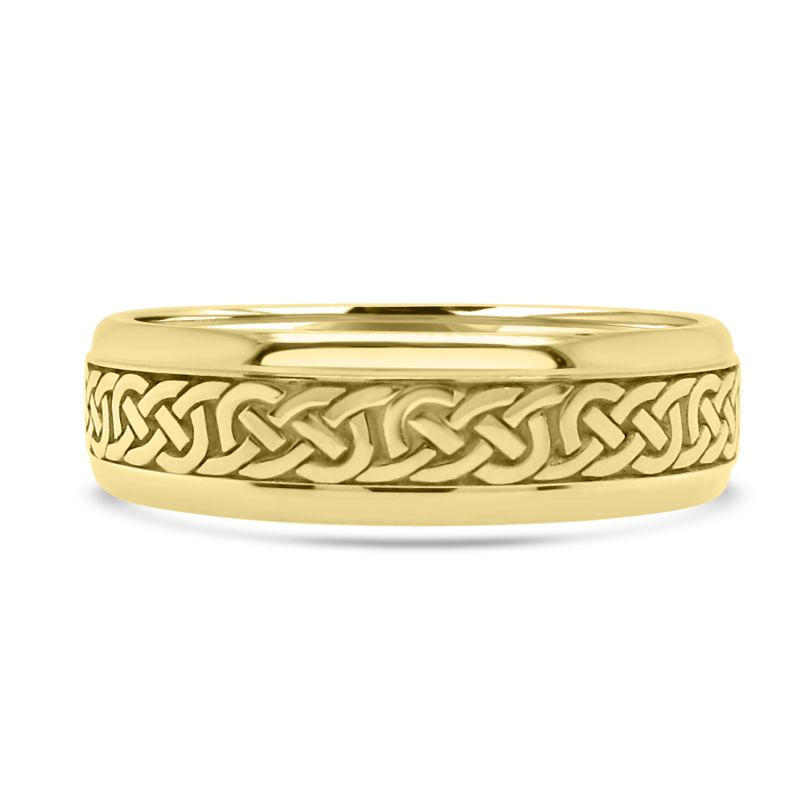 9ct Yellow Gold Mens 6mm Celtic Wedding Ring