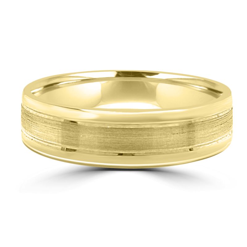 Gents 9ct Yellow Gold 5mm Satin & Polished Wedding Ring