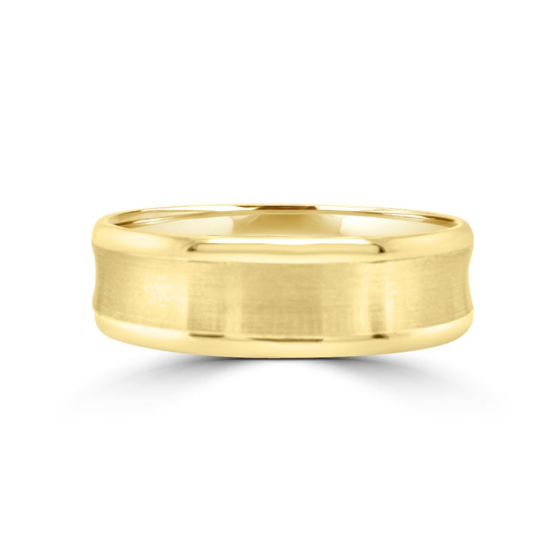 Gents 9ct Yellow Gold Concave Profile Wdding Ring 6mm