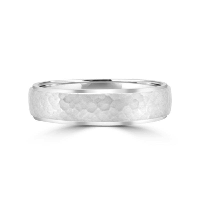 Platinum 5mm Hammered Finish Wedding Ring