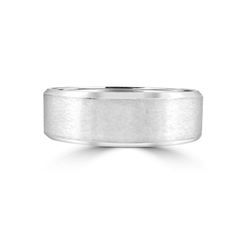 Platinum 7mm Wedding Ring with Bevelled Edges