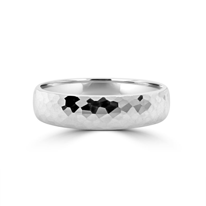 Platinum 5mm Hammered Texture Wedding Ring