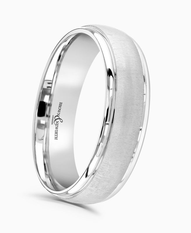 Platinum 6mm Curved Polsih/Satin Finish Wedding Ring