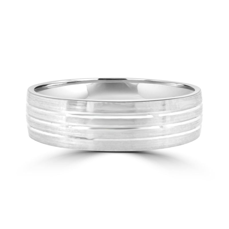 Platinum 6mm Wedding Ring with 3 Polished Lines