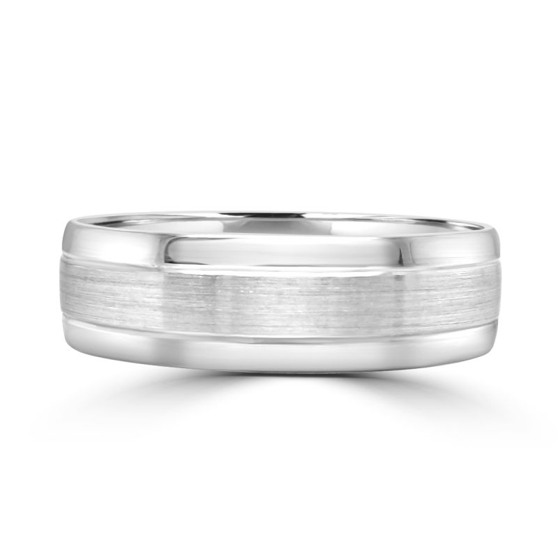 Platinum 6mm Court Wedding Ring with Polished and Satin Finish