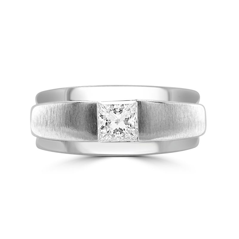 Platinum Princess Cut Diamond Mens Wedding Ring 0.56ct