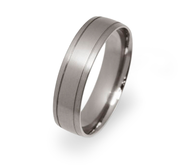 Titanium 6mm Satin Wedding Ring 2 Grooves