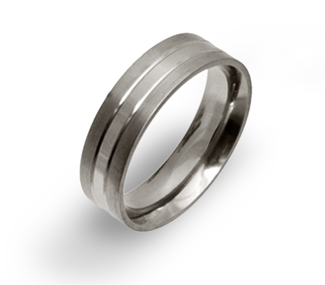 Titanium 5mm Satin & Polished Finish Wedding Ring