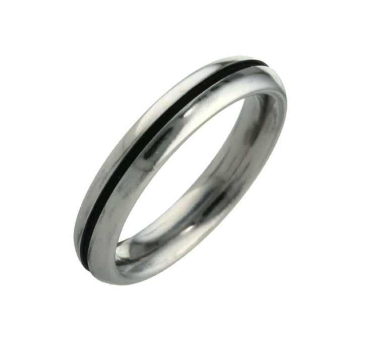 Titanium 5mm Wedding Ring Black Groove
