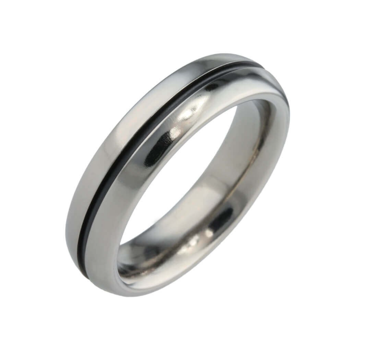 Titanium 6mm Wedding Ring Black Groove