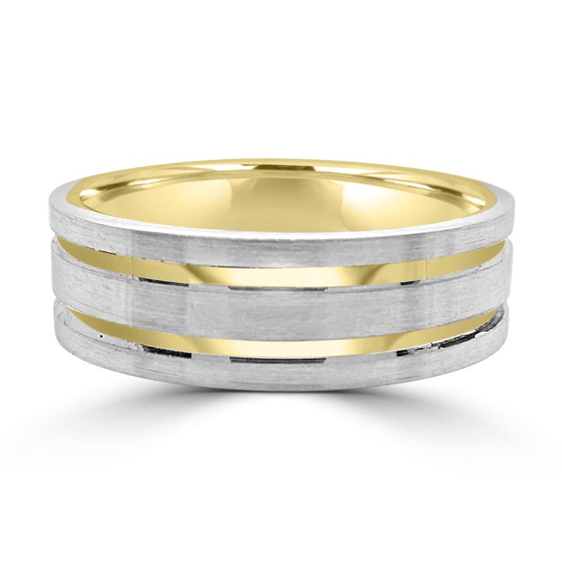 Platinum & 9ct Yellow Gold Mens 7mm Wedding Ring