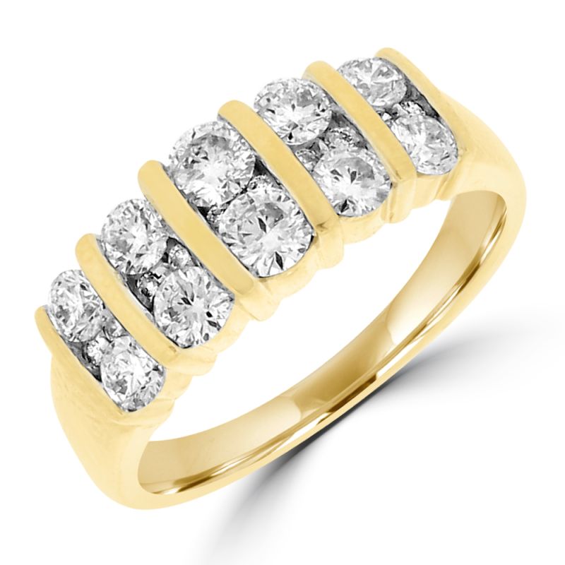 18ct Yellow Gold Brilliant Cut Diamond Double Row Dress Ring