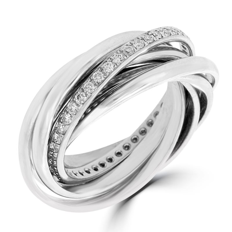 18ct White Gold Brilliant Cut Diamond Multi Strand Dress Ring