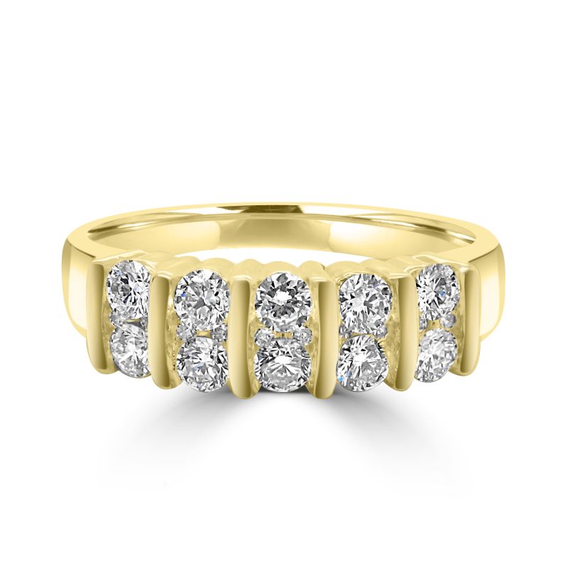 Ladies 18ct Yellow Gold Double Row Diamond Dress Ring 0.50ct