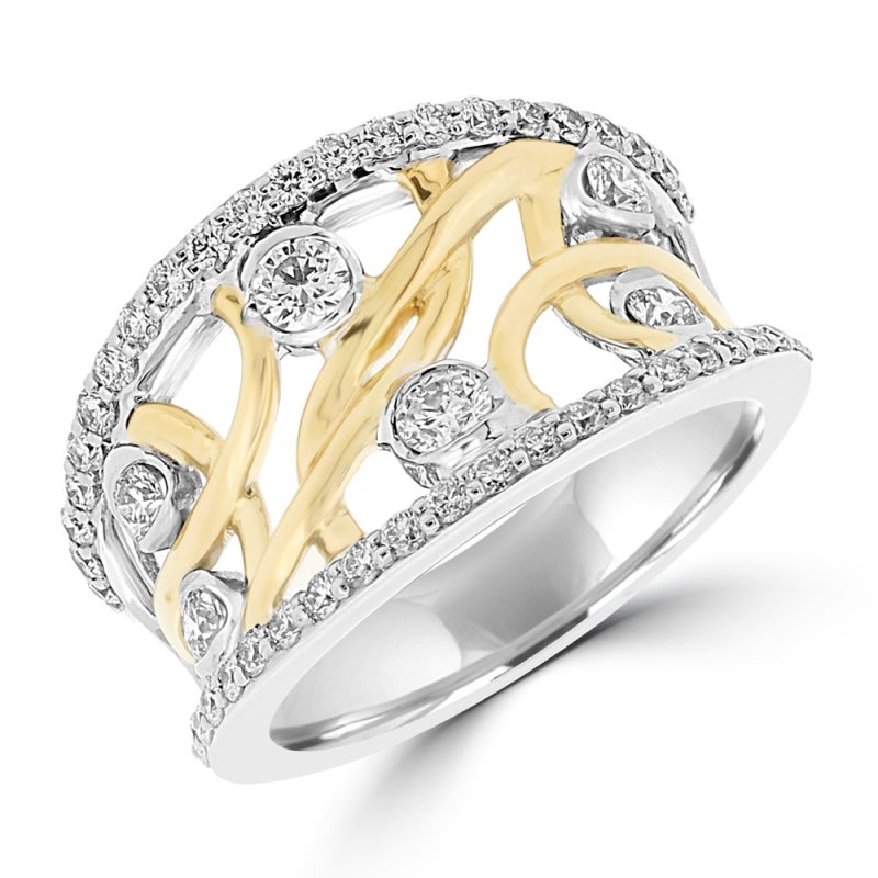 18ct Yellow & White Gold Brilliant Cut Diamond Fancy Dress Ring