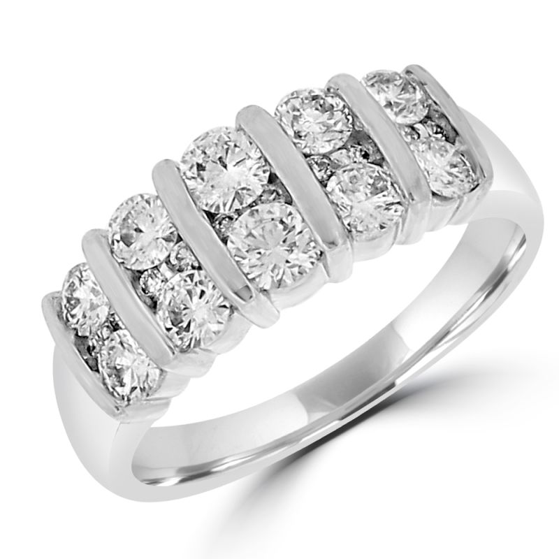 Platinum Double Row Brilliant Cut Diamond Dress Ring