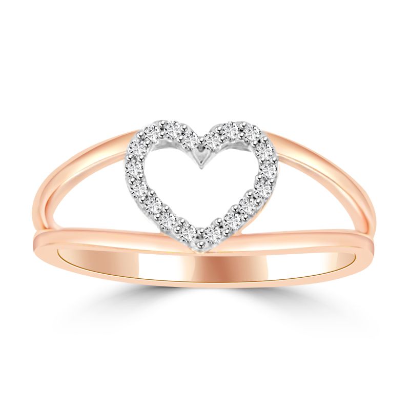 9ct Rose Gold Brilliant Cut Diamond Heart Dress Ring 0.09ct