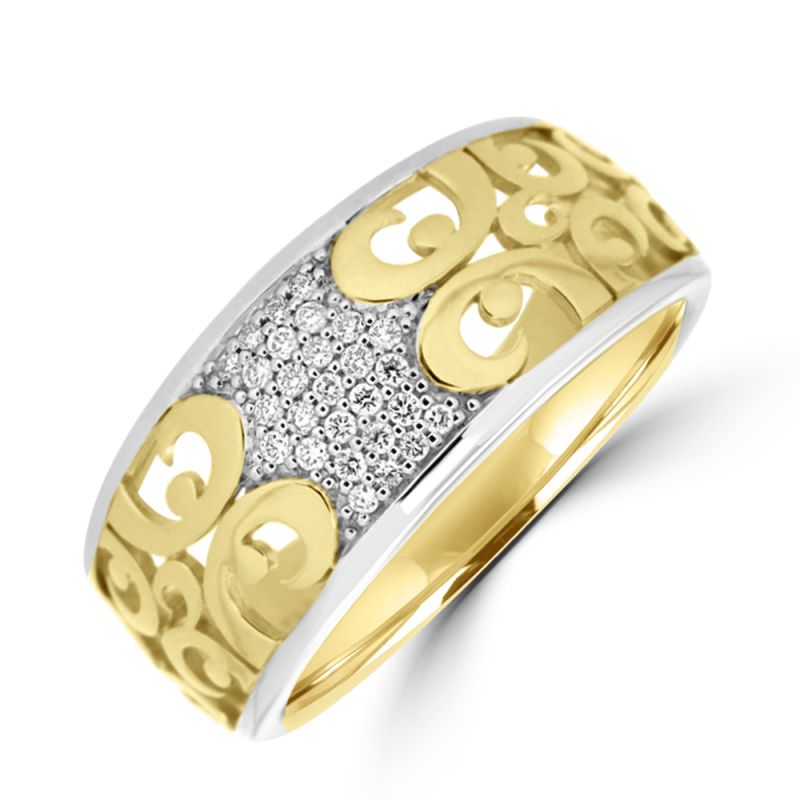 9ct Yellow Gold Brilliant Cut Diamond Fancy Dress Ring 0.13ct