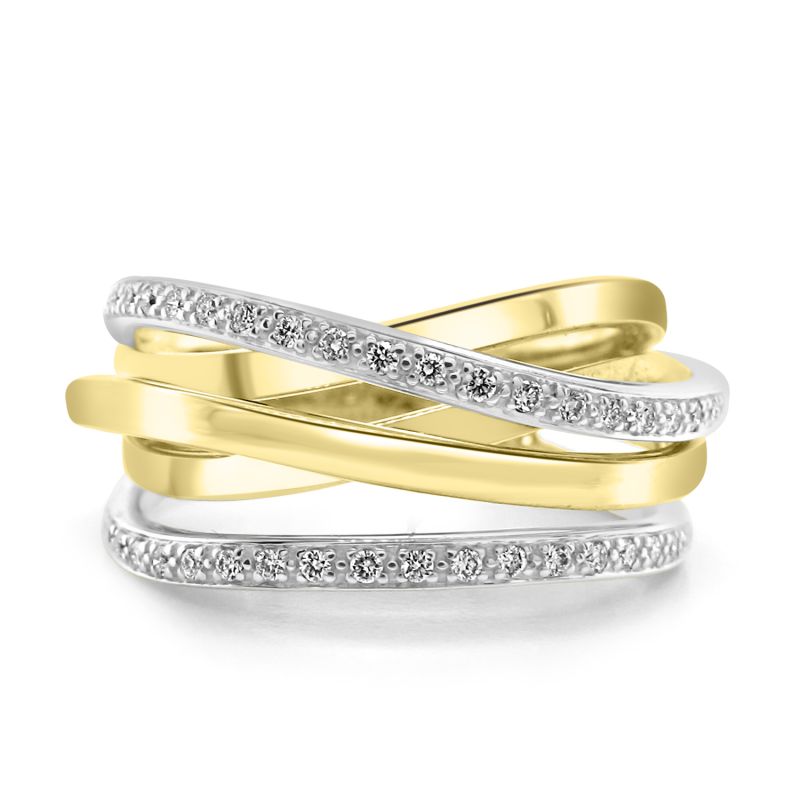 9ct Yellow & White Gold Brilliant Cut Diamond Dress Ring 0.24ct