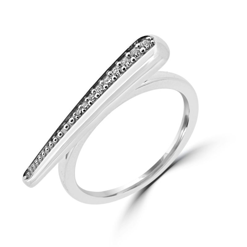 9ct White Gold Brilliant Cut Diamond Bar Dress Ring 0.06ct
