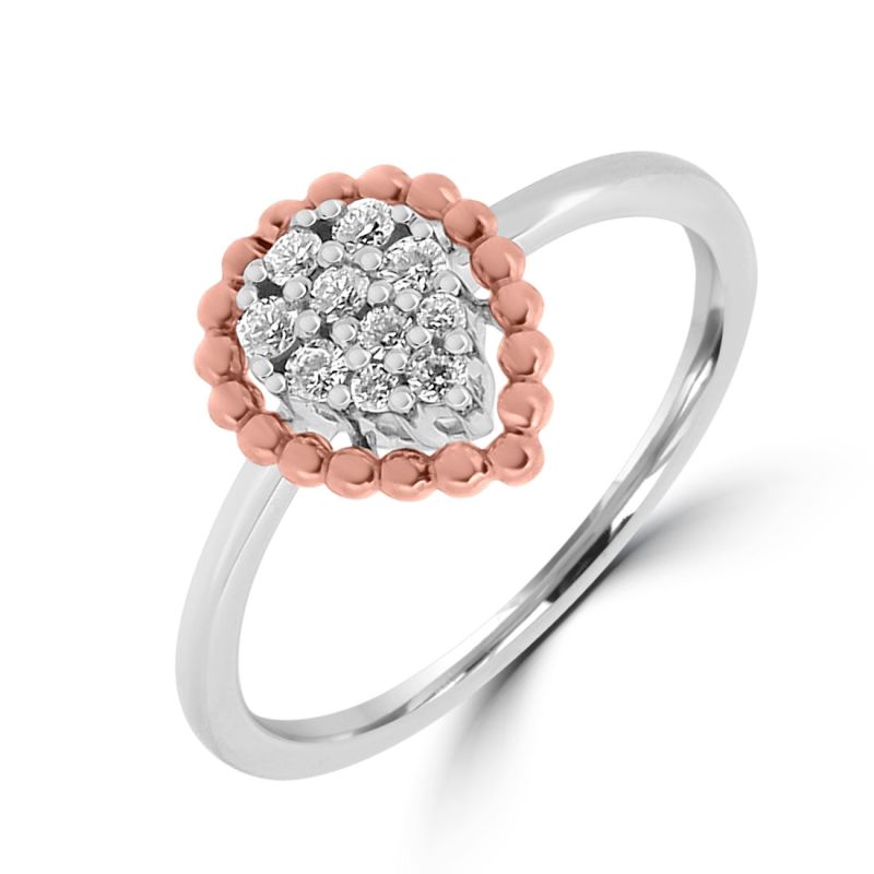 9ct White & Rose Gold Brilliant Cut Diamond Cluster Dress Ring