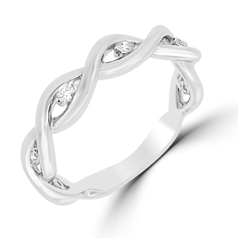 18ct White Gold Brilliant Cut Diamond Twist Dress Ring 0.15ct