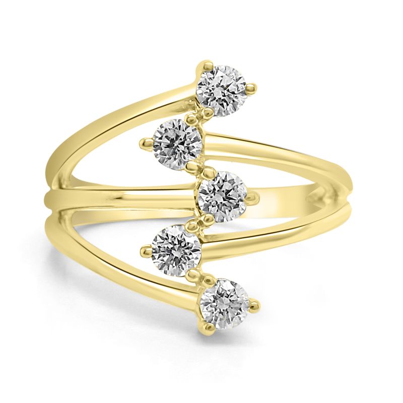 9ct Yellow Gold Brilliant Cut Diamond 5 Stone Dress Ring 0.50ct