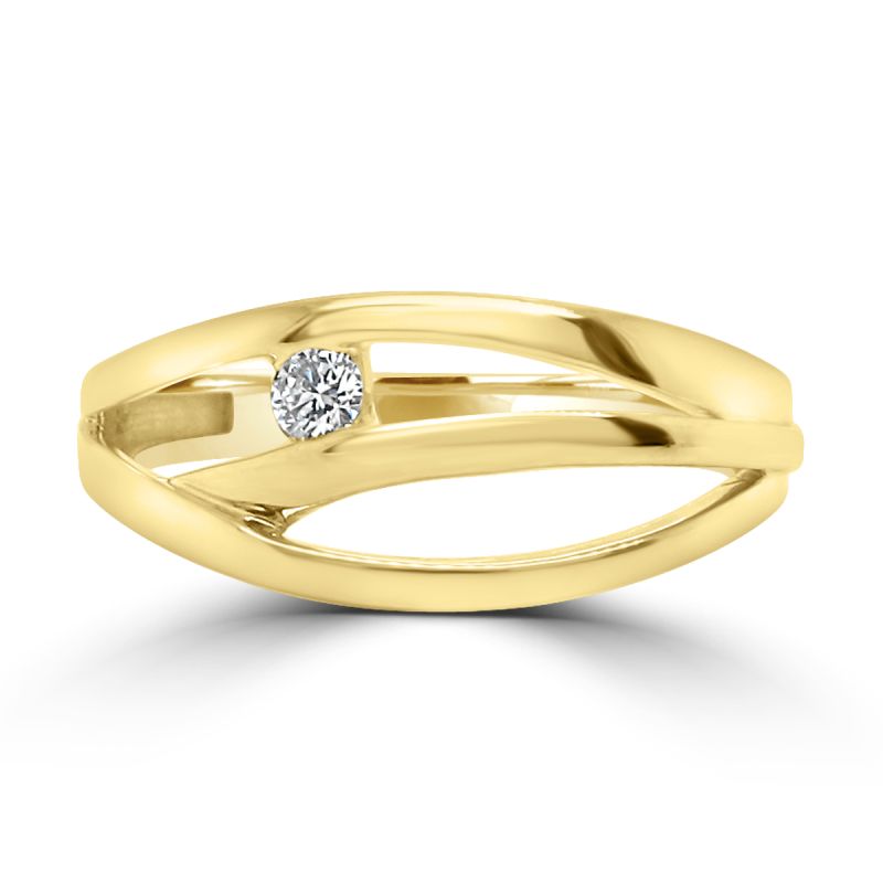 9ct Yellow Gold Multistrand Dress Ring with One Diamond
