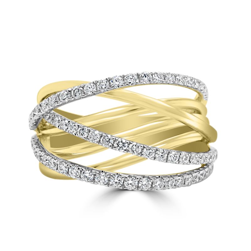 18ct Yellow & White Gold Brilliant Cut Diamond Dress Ring 0.60ct