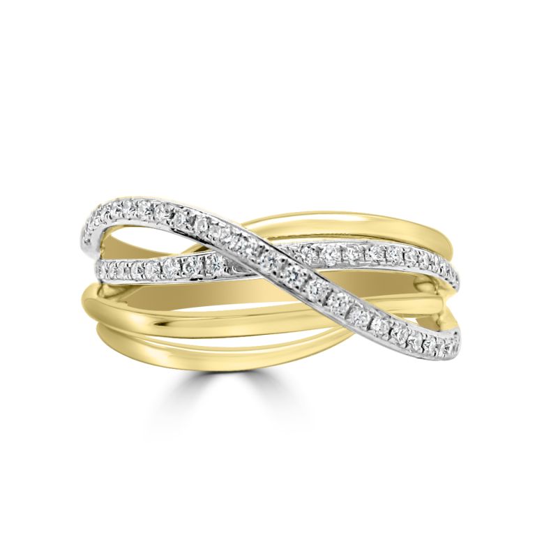 18ct Yellow & White Gold Brilliant Cut Diamond Dress Ring 0.25ct