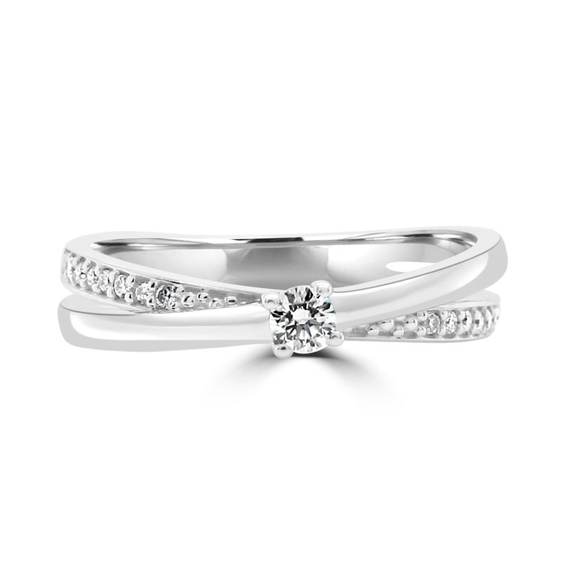 9ct White Gold Brilliant Cut Diamond Dress Ring 0.13ct