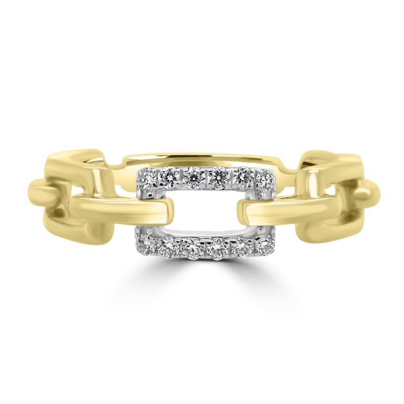 18ct Yellow & White Gold Rectangular Buckle Style Ring