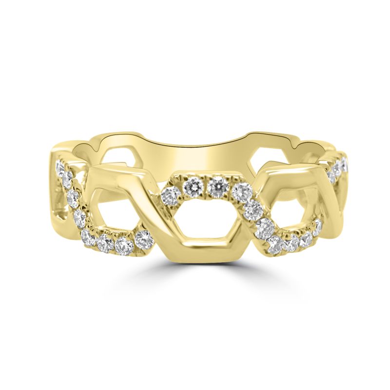 18ct Yellow Gold Hexagonal Intertwined Dress Ring