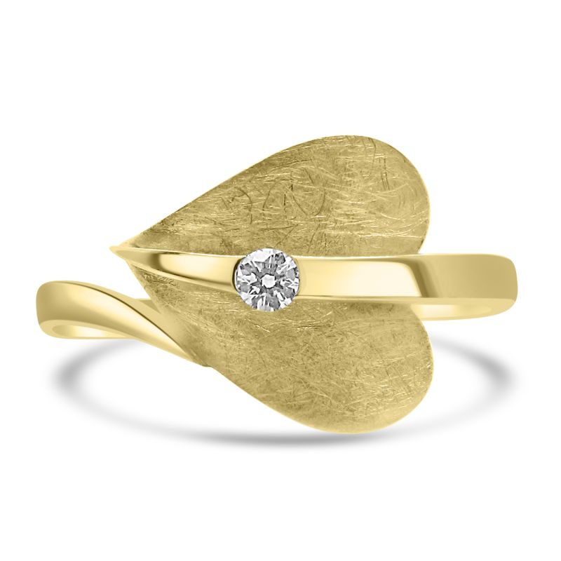 9ct Yellow Gold Brilliant Cut Diamond Heart Shaped Dress Ring