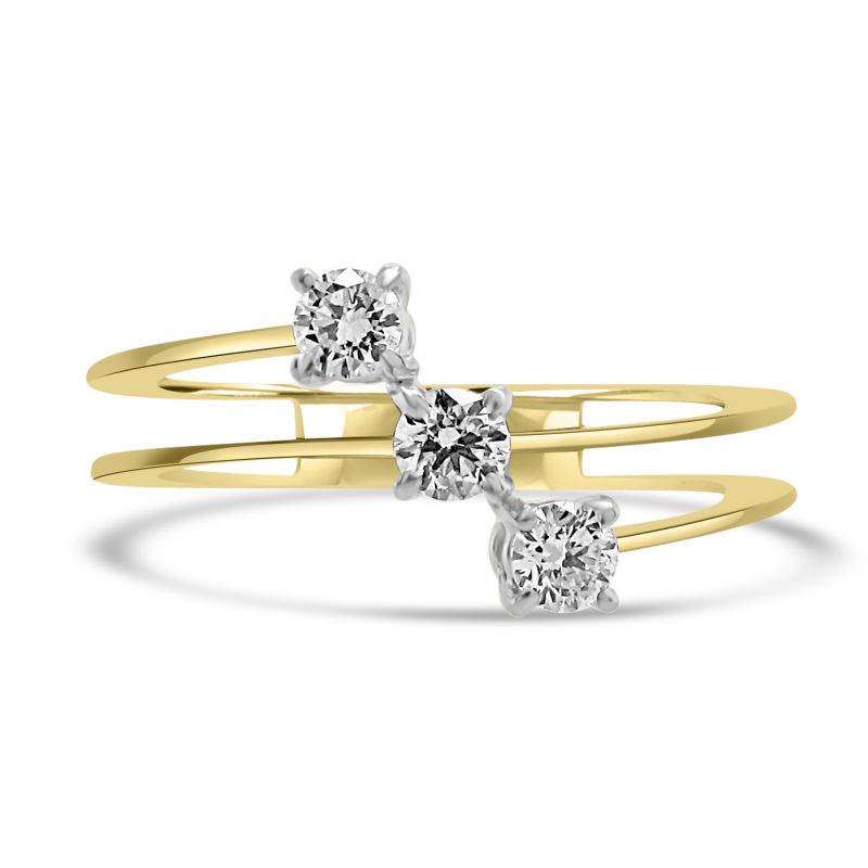 18ct Yellow Gold Brilliant Cut Diamond 3 Stone Dress Ring 0.27ct