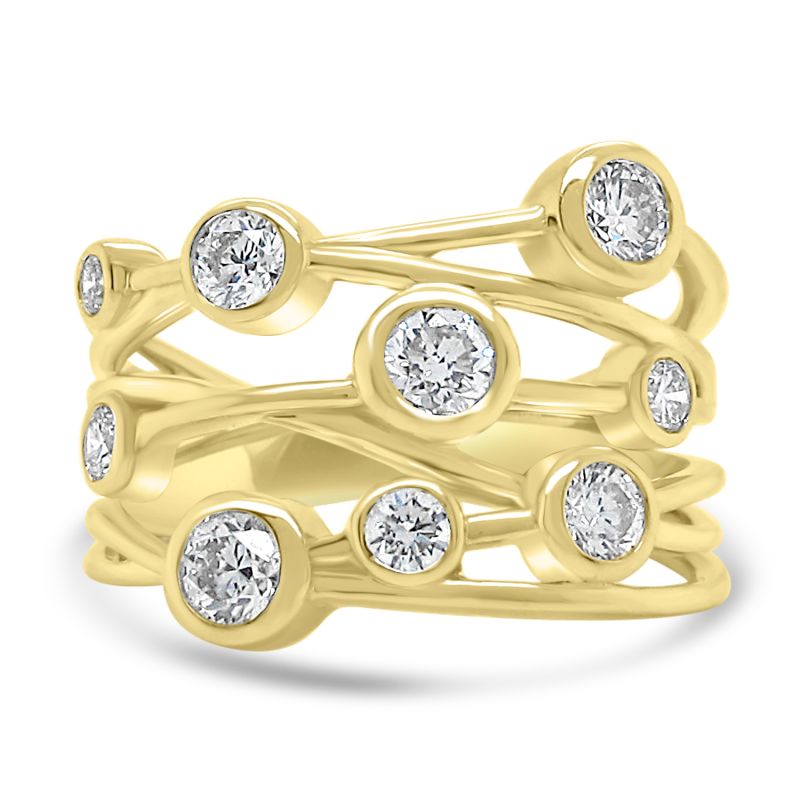 9ct Yellow Gold Brilliant Cut Diamond "Bubble" Dress Ring 0.75ct