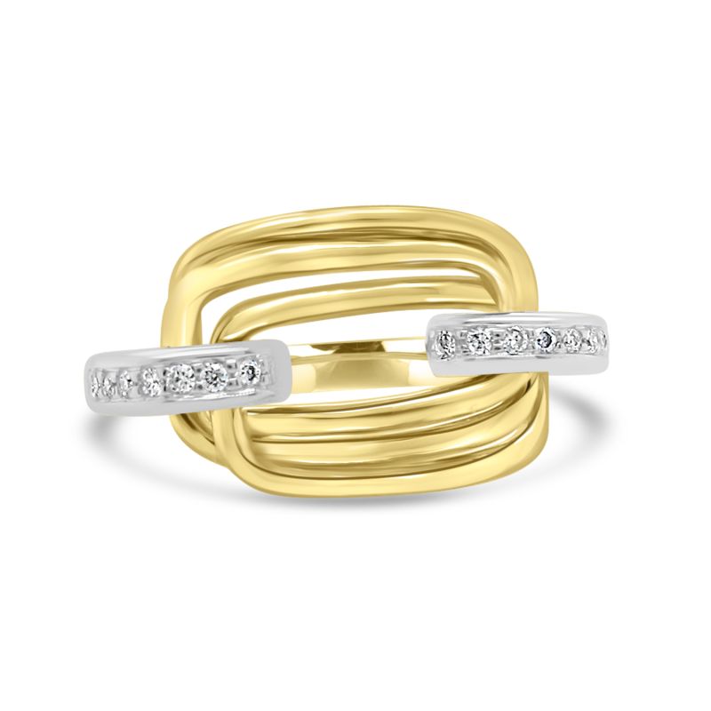 9ct Yellow & White Gold Diamond Set Dress Ring