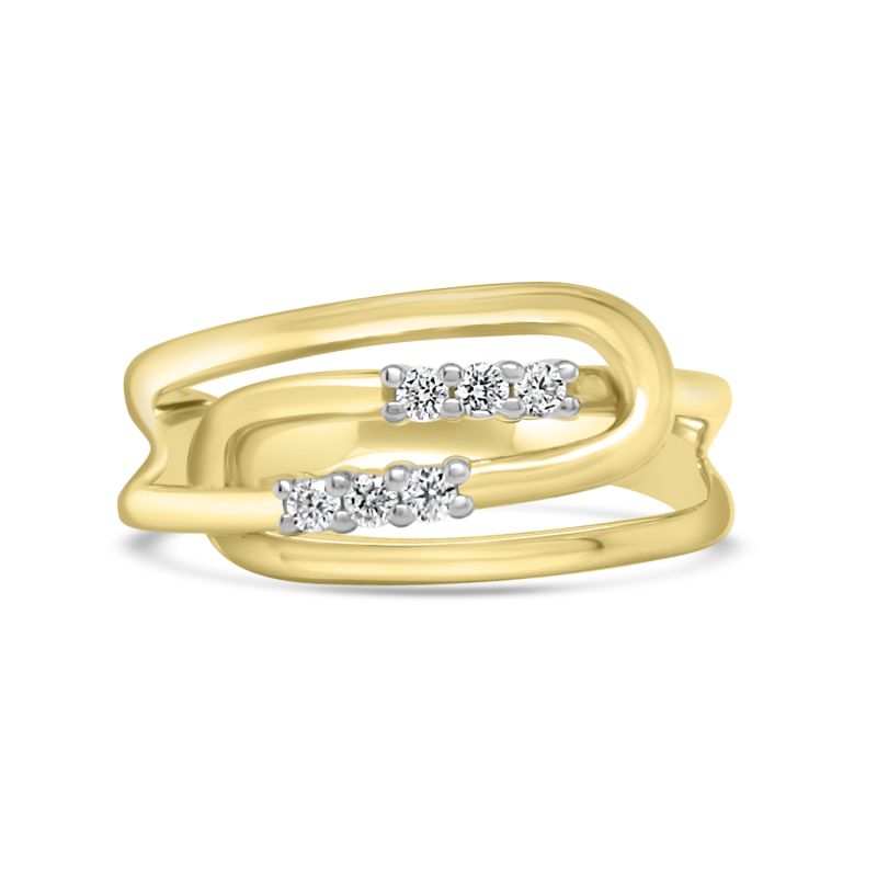 9ct Yellow Gold Diamond Set Loop Dress Ring 0.09ct